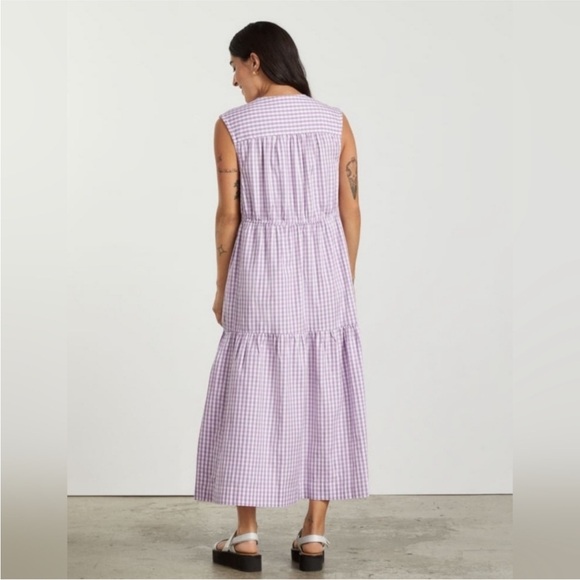 NEW Everlane The Tiered Gingham Midi Dress Size Small - Picture 4 of 15